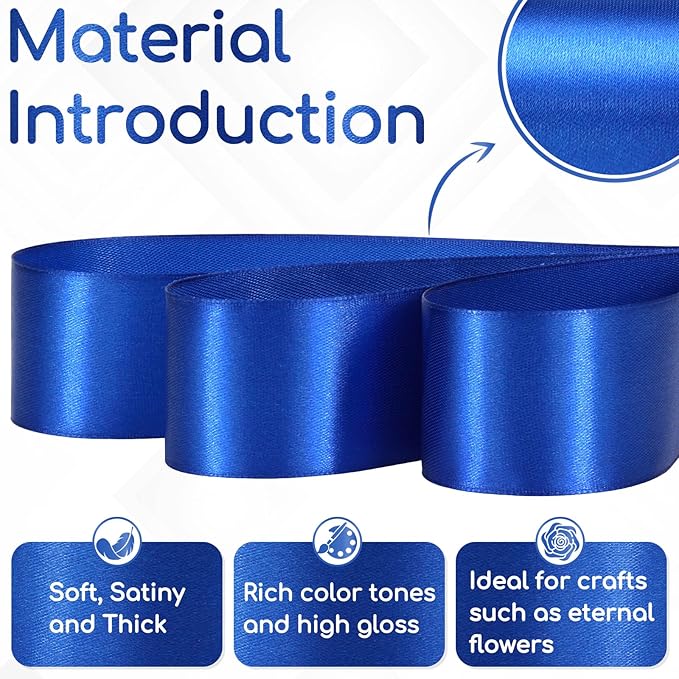 Blue Satin Ribbon 1-1/2 Inch 30 Yards, Royal Blue Ribbon for Gift Wrapping, Flower Bouquet, Crafts, Hair Accessories, Christmas, Wedding and Bow Making
