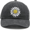 Waldeal Pickleball Hat for Women, Ajustable Embroidered Daisy Washed Denim Baseball Cap