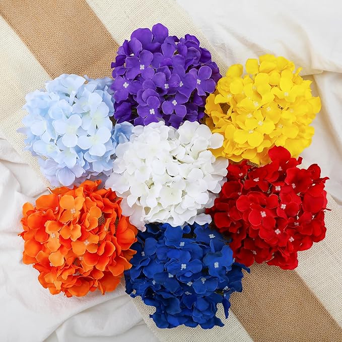 Fake Blue Hydrangea Artificial Flowers - Faux Silk Hydrangeas Flowers Heads with Stems Real Touch for Home Wedding Party Table Decor(Royal Blue,Pack of 10)