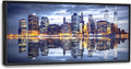 New York City Large Wall Art Framed Wall Decor for Living Room, Manhattan Skyline at Night Pictures Oversized Canvas Print Painting Modern Extra Large Framed Artwork for Bedroom Office 60"x30"