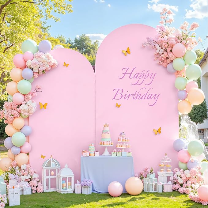 Light Pink Arch Backdrop Cover Set of 2 Baby Pink Arch Cover 7.2 and 6ft Wedding Arch Cover Stretchy Backdrop Bridal Baby Shower Birthday Party Arches Stand Covers Spandex