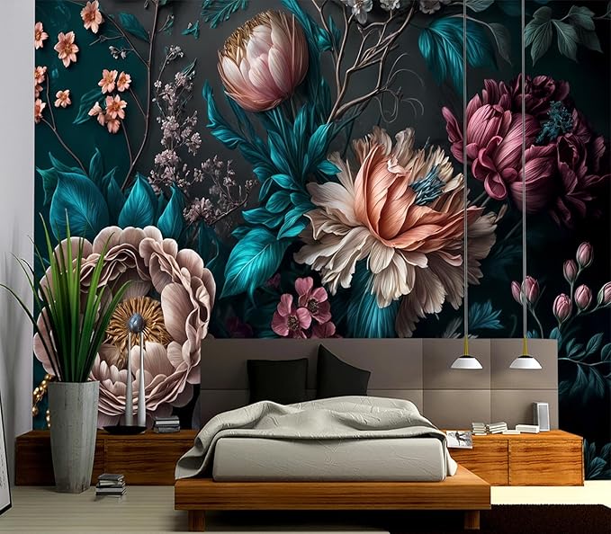 Cliouar-Peony Flowers Mural Wallpaper Peel and Stick 160" x 114"