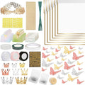 260Pcs Flower Bouquet Wrapping Paper Kit, 60 Sheets White Waterproof Paper, 36 Butterflies, 8 Crowns, 1 Headband, 4 Ribbons, 15 Cards, 100 Diamond Pins, 30 Floral Wire, 3 Stickers, 3 Tapes (White)