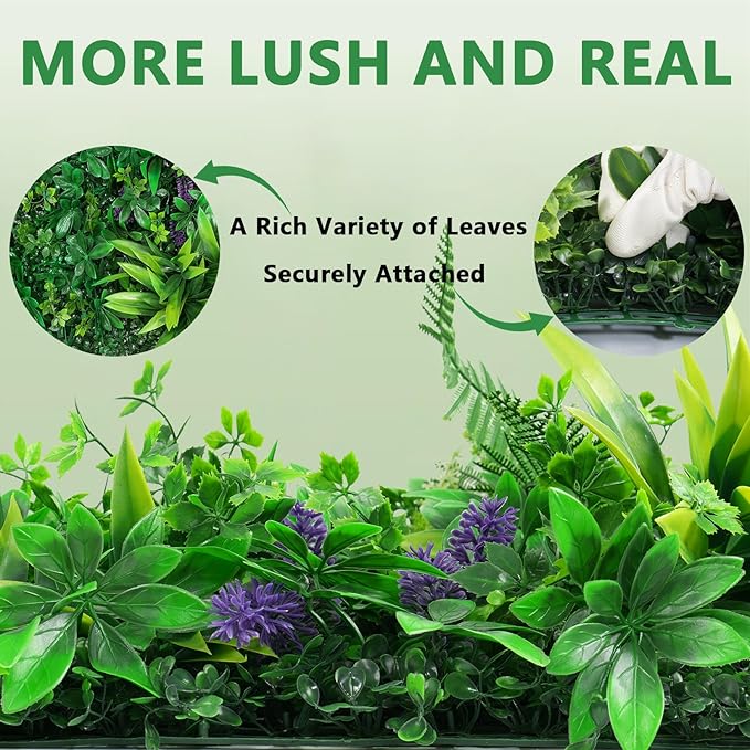 Grass Wall Panels Set of 6, Artificial Hedge Panels Greenery Wall, UV Protected Faux Grass Backdrop Privacy Fence Screen, Greenery Wall for Outdoor Indoor Garden Birthday Wedding Decor
