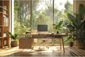 Office Background for Video Conference Modern Cozy Home Office Space Work Place Backdrop Sunlight Indoor Plants Tranquil Work Environment for Live Video Zoom Calls Studio Props Decor 12x8ft