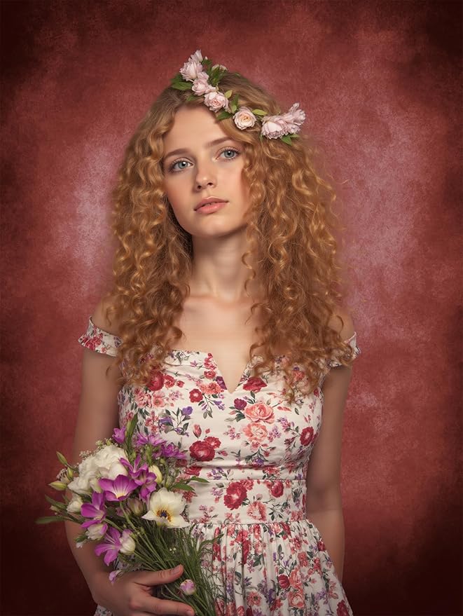 Kate 8x8ft/2.5x2.5m Red Abstract Backdrop Retro Dark Red Texture Portrait Photography Backgrounds Studio Props