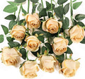 Flojery 10pcs Artificial Rose Flowers Long Stem Fake Silk Roses for DIY Wedding Bouquet Table Centerpiece Home Decor,Champagne