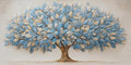 Blue Tree of Life Canvas Wall Art Nature Blue Gold Leaf Abstract Tree Canvas Painting Textured Pictures, Modern Large Panoramic Landscape Ready for Living Room Bedroom Office Home Décor 46L" x 23W"