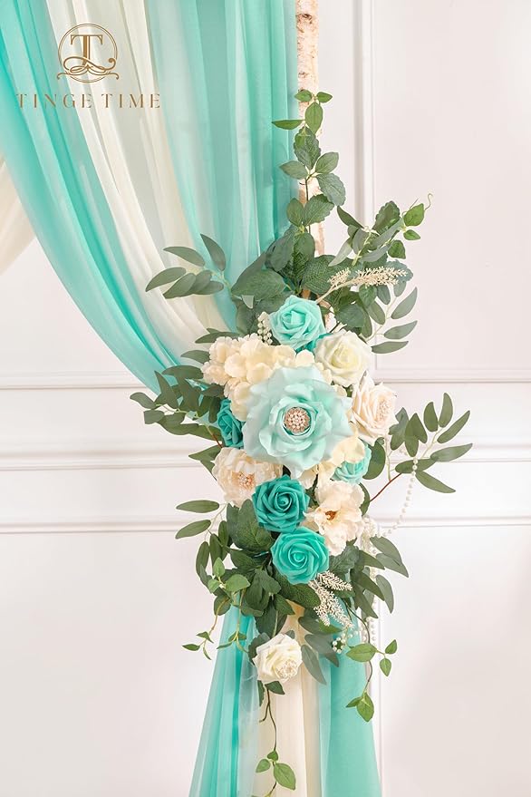 TINGE TIME Artificial Arch Flowers Kit Pack of 5, Wedding Decorations for Reception with Hanging Flowers, Wedding Arch Silk Floral Arrangements Ceremony Backdrop Bridal Shower Outdoor Party Decor