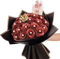 25 Pcs Red Glitter Roses Bouquet,DIY Artificial Bouquet of Shiny Red Faux Rose Flowers Bouquet with Stem Pearl Crown for Wedding Bouquet Centerpiece Floral Arrangement Bride Shower Party Home Decor