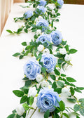 6FT Bendable Flower Garland, Artificial Rose Vine Hanging Floral Garland Decoration for Weding Home Room Wall Decor (Blue, 1pcs)