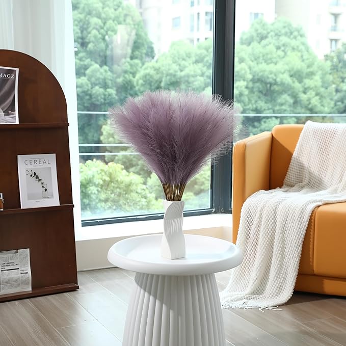 Purple Pampas Grass Decor - 30pcs 24 Inch Small Faux Pampas Grass Decor, Artificial Pompas Floral for Vase Filler, Table Centerpieces, Kitchen and House Decor (Purple)