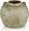 7.9" Vintage Farmhouse Vase, Rustic Ceramic Flower Vase with 2 Ears, Electroplated Terracotta Boho Vases Decor, Decorative Vases for Home Decor, Living Room, Mantel, Entryway, Wedding, Tabletop Decor