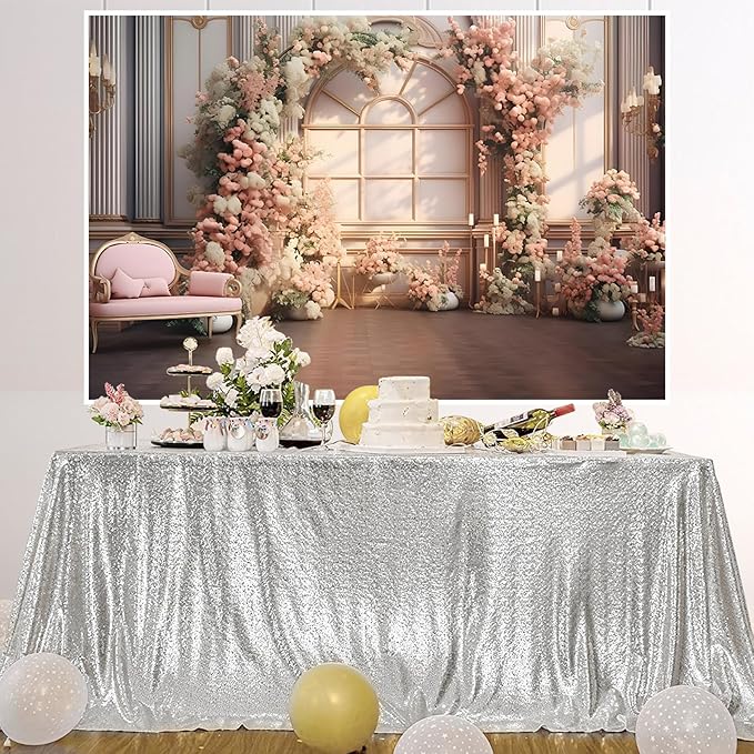 AOTOFO 5x3ft Pink Flowers Wedding Backdrop Elegant Rose Blossom Floral Pretty Plant Photography Background for Woman Bride Party Girls Bridal Shower Photo Studio Shoot