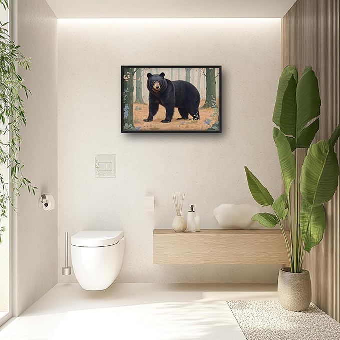 Framed Large Pictures Wall Art for Living Room, Forest Bear Oversized Wall Decor Cabin Animal Canvas Print Painting Extra Large Framed Artwork for Bedroom Office 36"x24"