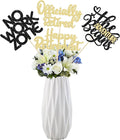 Ephlyn 16Pcs Happy Retirement Centerpiece Sticks Officially Retired Table Flower Centerpieces Sticks No Work Zone Floral Decorations for Farewell Birthday Party Centerpieces Supplies Black Gold