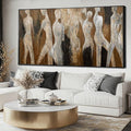 Black Line Wall Decor Brown Canvas Wall Art Figure Wall Decorations 29"x58" Large Pictures for Living Room Artwork for Office