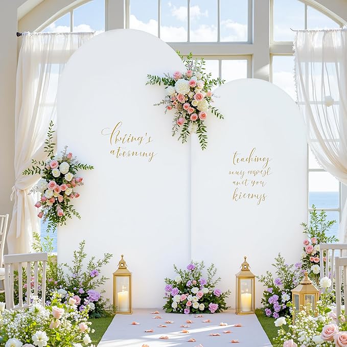 White Arch Backdrop Cover Set of 2 Birthday Party Arch Covers 7.2 and 6ft Wedding Arch Cover Stretchy Backdrop Bridal Baby Shower Birthday Arch Covers Spandex