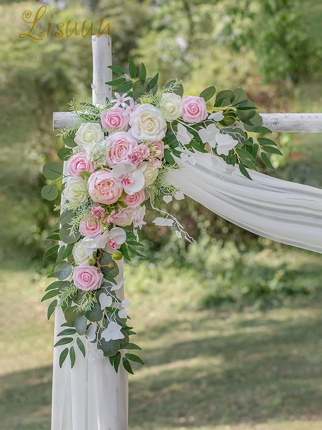 Wedding Arch Flowers, Artificial Flowers for Decoration, Large Flower Swag for Boho Styles Wedding Ceremony Floral Decor - Pack of 2