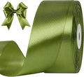 1-1/2 Inches 50 Yards Olive Green Satin Ribbon, Solid Fabric Ribbon Roll for Flower Bouquets, Gift Wrapping, Wedding, Handmade Crafts