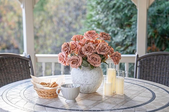 Hand Glazed Rustic White Ceramic Vase Flower Vase, Big Textured Round Vase for Centerpieces, Kitchen, Living Room, Bedroom Decor Gifts