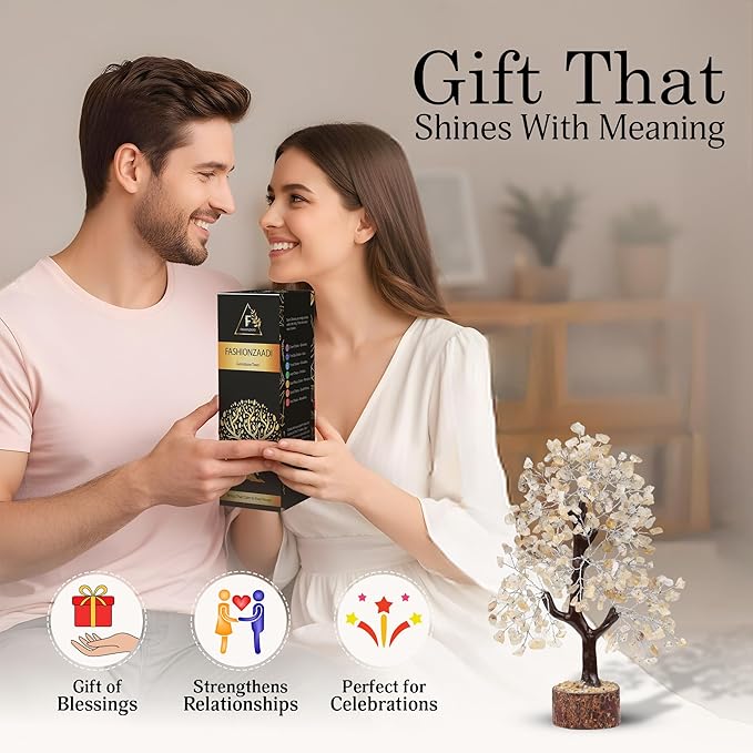 FASHIONZAADI Citrine Crystal, Reiki Tree, Artificial Tree, Citrine Stone, Spiritual Decor, Living Room Decor, Money Tree, Meditation Gifts, Citrine Crystal