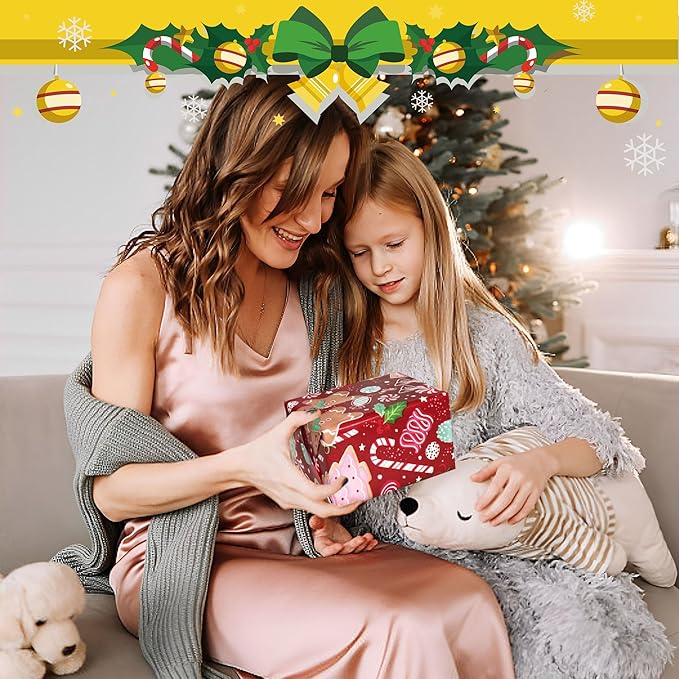 Cherubfunz Christmas Wrapping Paper (4 Rolls: 148 sq. ft. ttl) Santa Claus Carrying Gifts, Candy Cane, Reindeer, Christmas Tree/Bell, Dogs Pattern - 30 inches x 14.8 feet Per Roll
