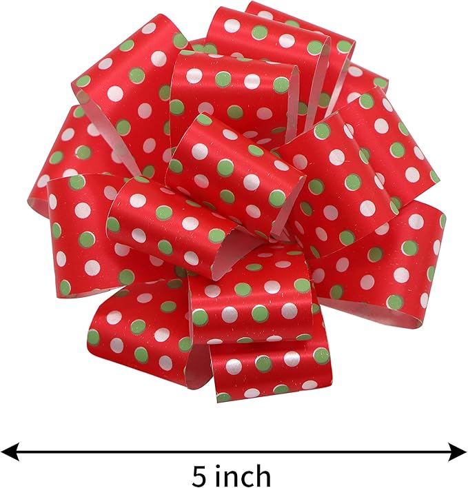 JOYIN 24 Present Wrap Ribbon Pull Bows 5", Easy and Fast Gift Wrapping Accessory for Christmas Bows Baskets Wine Bottles Gifts Decoration, Present Decor