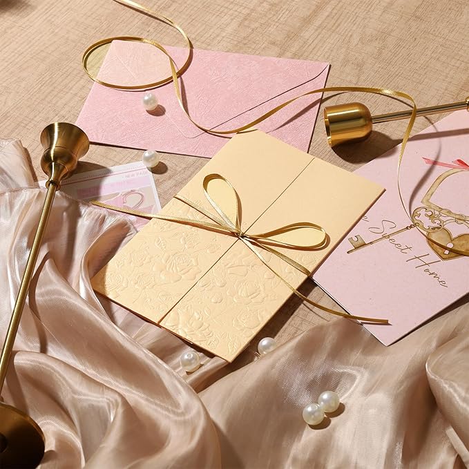 LaRibbons Gold Satin Ribbon 1/8 Inch 100 Yards Thin Luxury Double Faced Pale Gold Silk Ribbon for Flower Bouquet Crafts Gift Wrapping Wedding Christmas Decoration