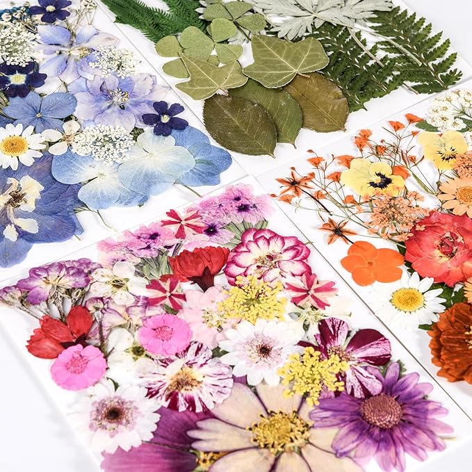 110+PCS Pressed Flowers for Resin molds Real Dried Flower Leaves for Resin Jewelry Making Dry Flowers for Scrapbooking Crafts DIY Soap Candles Making Nails Décor (Colorful-C)