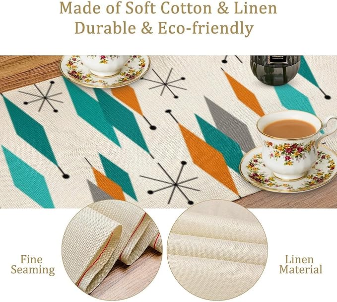 Mid Century Modern Table Runner,Table Runners for Kitchen Dining Modern Tables Decor Decoration for Kitchen Family Dinner Table Holiday Party Farmhouse 13 x 36 Inch