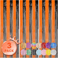 3 Pack 3.3x8.2 Feet Black and Orange Foil Fringe Backdrop Curtains, Tinsel Streamers Birthday Party Decorations, Fringe Backdrop for Graduation, Baby Shower, Gender Reveal, Disco Party