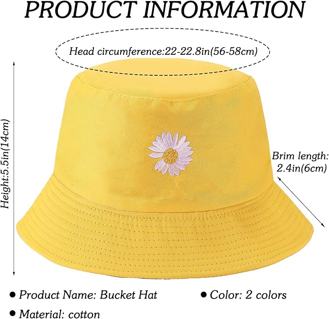 Sun Hat for Women Bucket Hat Cotton Reversible Summer Travel Beach Fishing Cap