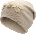 ZLYC Women Floral Slouchy Beanie Hat Double Layer Winter Knit Skull Cap