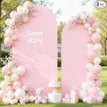 Baby Pink Arch Backdrop Covers - 6.6FT, 5FT Spandex Fitted Wedding Arch Stand Covers Round Top Chiara Stretchy Arch Backdrop Cover for Wedding Birthday Party Decoration