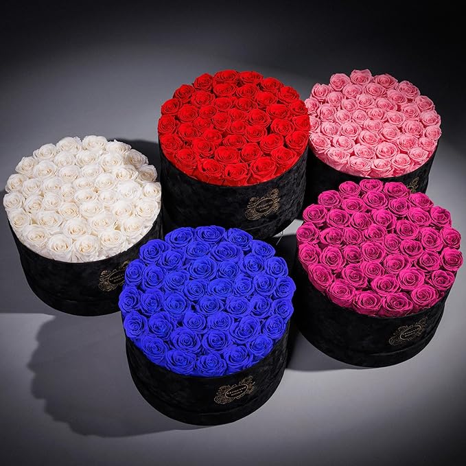 40 Pieces Preserved Roses in Suede Box, Flowers for Mothers Day, Preserved Flowers Gift for Women, Purple