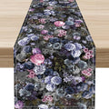 Vintage Floral Table Runner, Gothic Pink Blue Floral Boho Flower Garden Botanical Spring Seasonal Print Table Center Decor for Family Kitchen Table Decorations Indoor Outdoor 13x36 inch