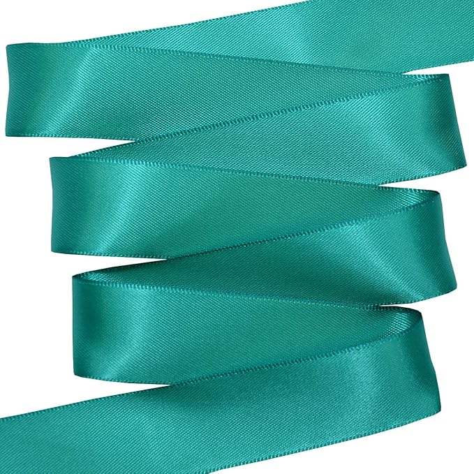 Morex Ribbon Double Face Satin Polyester Ribbon, 7/8" x 50 Yd, Jade, Silk Ribbons for Gift Wrapping, Birthday Gifts, Satin Dress for Women, Crafts, Wedding