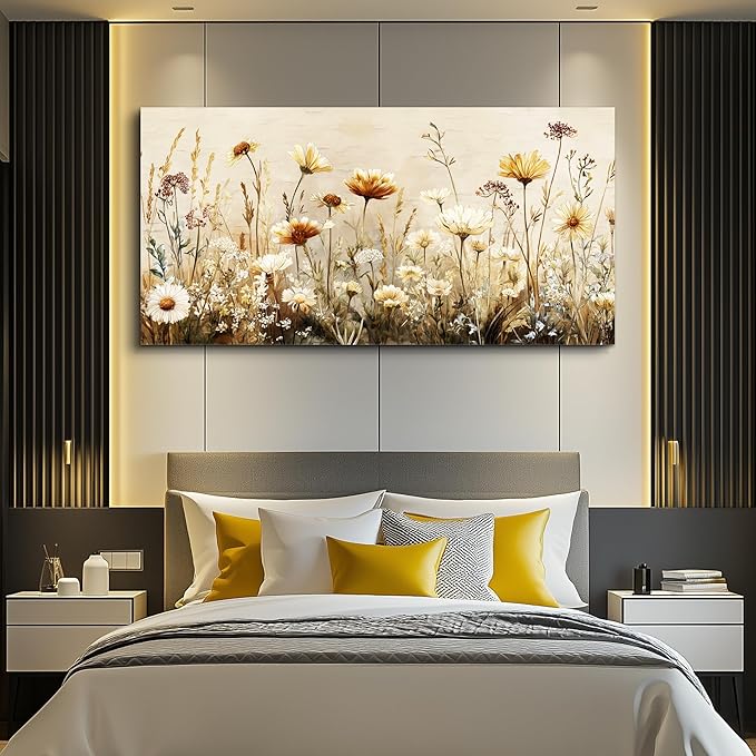 hyidecorart Large Flower Wall Art for Living Room Botanical Farmhouse Wall Decor Nature Abstract Picture for Bedroom Office Elegant Floral Canvas Prints Artwork Home Decorations Ready to Hang 30"X60"