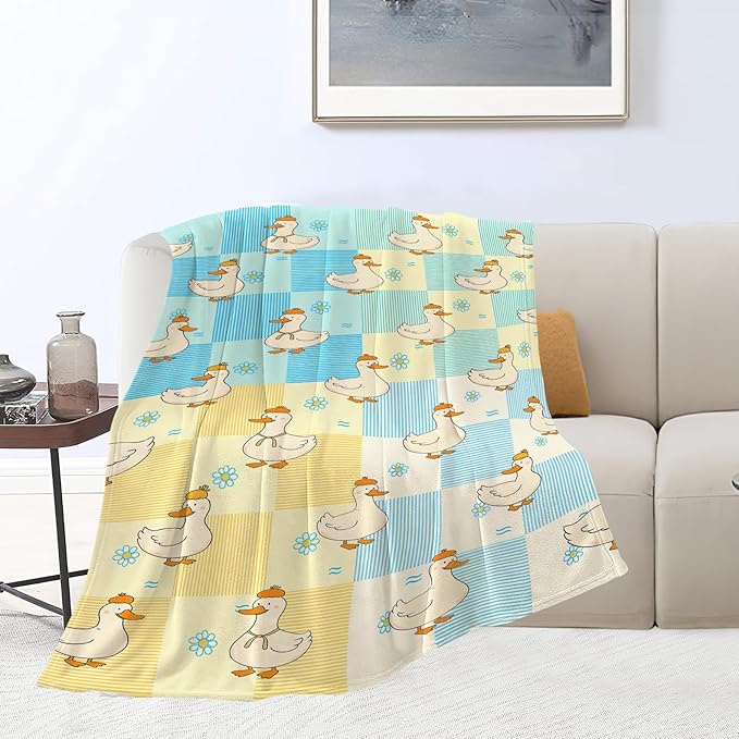 Funny Duck Blanket Cute Duck Throw Blanket Soft Cozy Fleece Fuzzy Stuffed Plush Flannel Gifts for Girls Women Boys Kids Adults 60"X80"