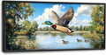 Farmhouse Duck Large Wall Art Framed Rustic Wall Decor for Living Room Lake Duck Hunting Pictures Oversized Canvas Print Painting Modern Extra Large Framed Artwork for Bedroom Office 60"x30"