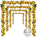 8 Pack Artificial Sunflower Garland Decor,Fake Sunflowers Outdoor Hanging Vines with Green Leaves,Silk Flower Garlands for Birthday Tables Centerpieces Party Wedding Decortions