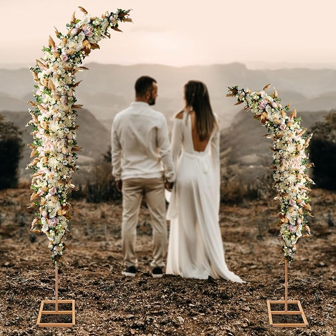 Metal Arch Backdrop Stand, 2 set Gold Metal Curved Top Wedding Arch Frames, Flower Arch Door Floral Decorations for Wedding Birthday Party Anniversary Ceremony