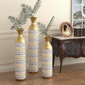 Tall Floor Vase Set of 3 - Large Vintage Modern Oversized Metal Vases for Decor Living Room, Gold Decorative for Corner Hallway
