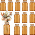 Vintage Glass Flower Vase，12 Pack Farmhouse Amber Gold Glass Centerpiece Vases Mason Jars for Weddings, Parties & Home Decor Bulk (12, Amber)