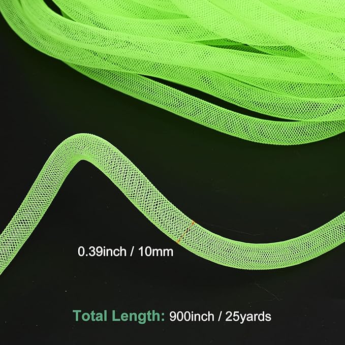 Mesh Tube Ribbon 25 Yards, 10mm Elastic Fabric Ribbons Mesh Tubing for Crafts/Gift Wrapping/Flower Bouquets/Wedding/Birthday/Holiday/Wreaths Christmas/Decoration[Dark Green]