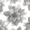 24 PCS Poinsettia Flower Artificial Silver Christmas Flowers Artificial 5.5'' Glitter Poinsettias Artificial Christmas Tree Flower with Clips DIY Xmas Wreath Holiday New Year Home Party Decor