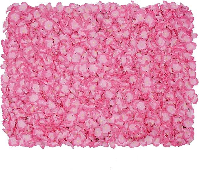 LOYALHEARTDY 20 PCS Artificial Flower Wall Panel 24" x 16" Faux Flowers Wall Decoration Pink Hydrangea Flower Panels Wall for Home Party Wedding Christmas Festival Photo Backgdrop Decor