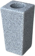 OPTIMUM Square Memorial Cemetery Flower Vase - Plastic (Light Grey Granite) with Metal Ground Spike, Grave Marker, Decorations for Gravesite, Headstone Flowers Holder, Garden Lawn & Yard
