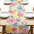 Seliem Spring Summer Watercolor Flower Table Runner, Peony Floral Kitchen Dining Table Decor, Seasonal Burlap Home Decoration Indoor Outdoor Party Supply 13 x 90 Inches